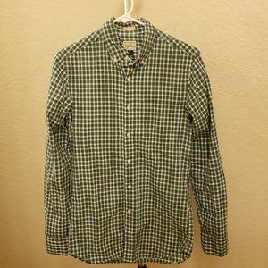 XS Slim J. Crew Gingham Green Shirt